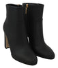 Black Leather Short Boots Zipper Shoes