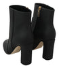 Black Leather Short Boots Zipper Shoes