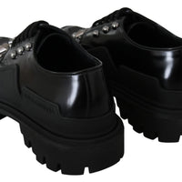 Black Leather Studded Rubber Shoes