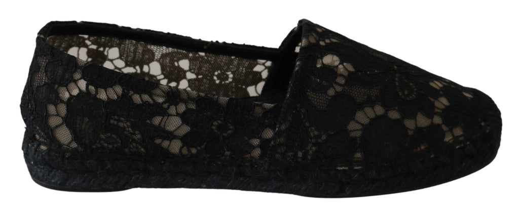 Black Lace Cotton Espadrilles Shoes