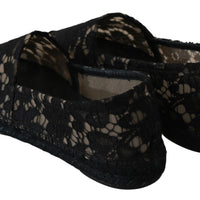 Black Lace Cotton Espadrilles Shoes