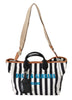 Black White Stripes Shopping Borse Women Tote Cotton Bag