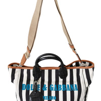 Black White Stripes Shopping Borse Women Tote Cotton Bag