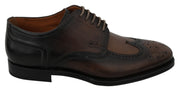 Brown Black Leather Derby Formal Brogue Shoes