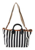 Black White Stripes Shopping Borse Women Tote Cotton Bag