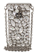 Dolce & Gabbana Cross Body Silver Crystal Brass Crystal Purse