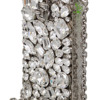 Dolce & Gabbana Cross Body Silver Crystal Brass Crystal Purse