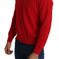 Red V-neck Wool Sweatshirt Pullover Sweater