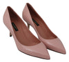 Pink Leather Heels Pumps Classic Shoes