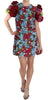 Multicolor Floral Button Crystal Mini Dress