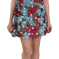 Multicolor Floral Button Crystal Mini Dress