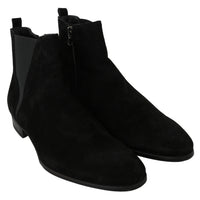 Black Suede Leather Chelsea Boots Shoes