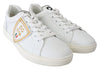 White DG GYM Leather Logo Print Mens Sneakers