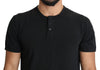 Black Henley Stretch Top Mens Underwear T-shirt