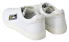 White DG GYM Leather Logo Print Mens Sneakers