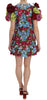 Multicolor Floral Button Crystal Mini Dress