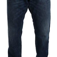 Dark Blue Washed Slim Fit Denim Cotton Jeans