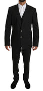 Gray Striped Wool Stretch Slim Fit Suit