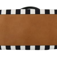 Black White Stripes Cotton Shopping Tote Borse Bag