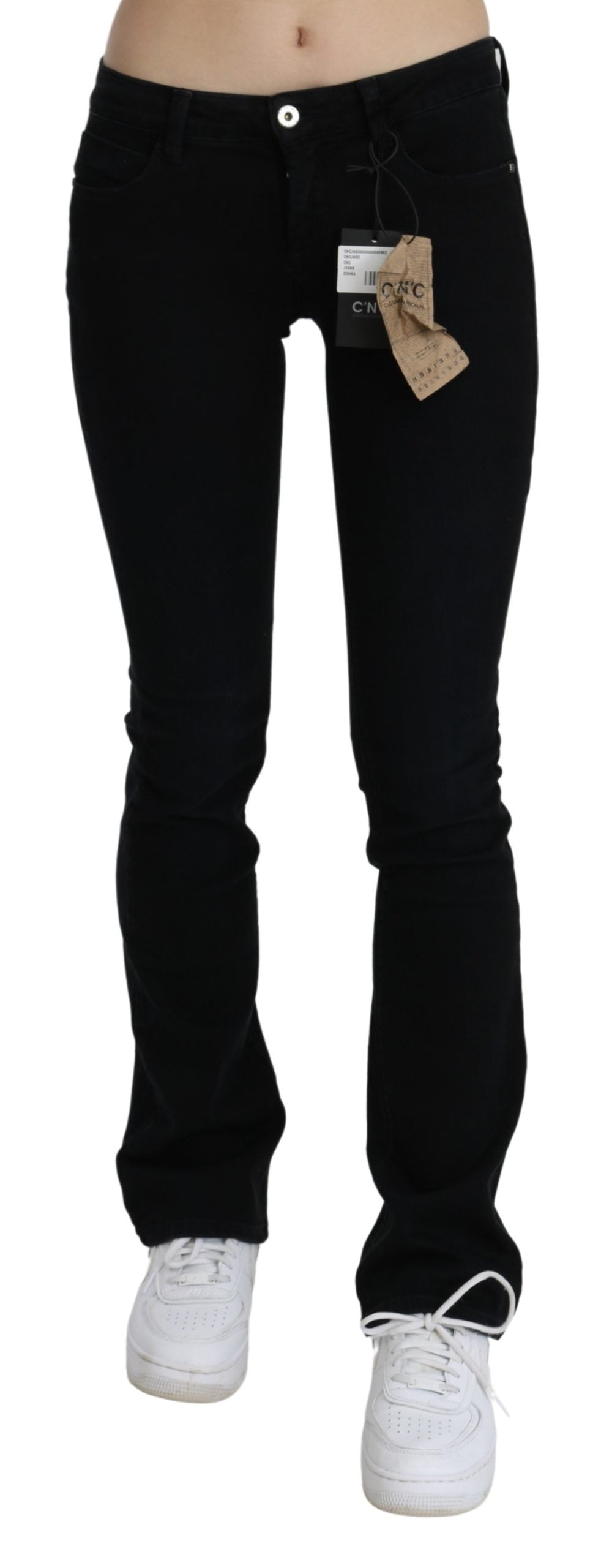 Black Low Waist Skinny Denim Cotton Jeans