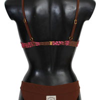 Pink Brown Two Piece Swimsuit Beachwear