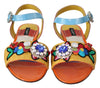 Multicolor Crystal Strap Slide Leather Sandals Sandals