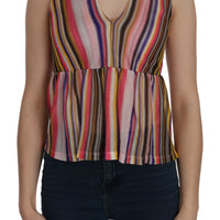 Multi Color Sleeveless Deep Neck Backless Top Blouse