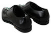 Black Leather Derby Green Crystals Formal Shoes