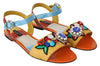 Multicolor Crystal Strap Slide Leather Sandals Sandals