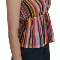 Multi Color Sleeveless Deep Neck Backless Top Blouse