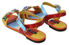 Multicolor Crystal Strap Slide Leather Sandals Sandals