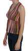 Multi Color Sleeveless Deep Neck Backless Top Blouse