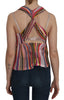 Multi Color Sleeveless Deep Neck Backless Top Blouse