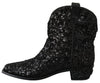 Black Sequined Boots Cowboy Shoes