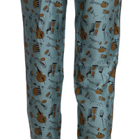 Blue Musical Instruments Print Tapered Pants