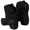 Black Sequined Boots Cowboy Shoes