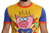 Yellow Cotton Top Super Power Pig Mens T-shirt