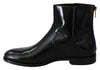 Black Leather Zipper Mens Boots