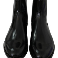 Black Leather Zipper Mens Boots