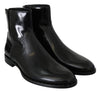 Black Leather Zipper Mens Boots