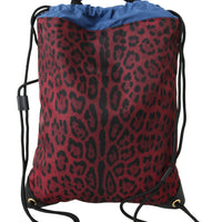 Red Leopard Adjustable Drawstring Women Nap Sack Bag