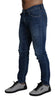 Blue Denim Logo GOLD Stretch Slim Jeans Pants