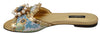 Gold Crystal Sandals Slides Flats Shoes
