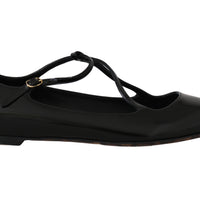 Black Leather Leopard Ballet Flats