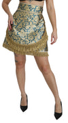 Gold Baroque Jacquard High Waist Mini Skirt