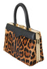 Leather Brown Leopard Hand Purse Clutch Borse Eva Bag
