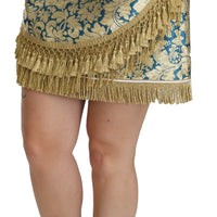Gold Baroque Jacquard High Waist Mini Skirt