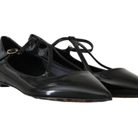 Black Leather Leopard Ballet Flats