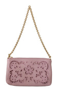 Pink Cutout Shoulder Mini Cross Body Leather Purse