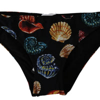 Black Seashells Beachwear Bottom Nylon Bikini